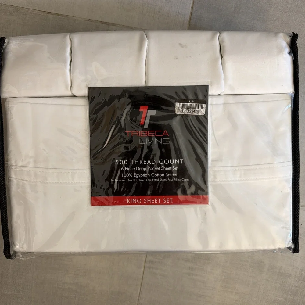 Tribeca Living King Sheet Set 500 Thread Count White